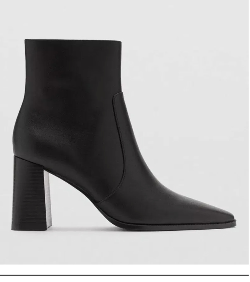 NWT Mango PALA Leather Black Ankle Boots Mango 39 US 8.5